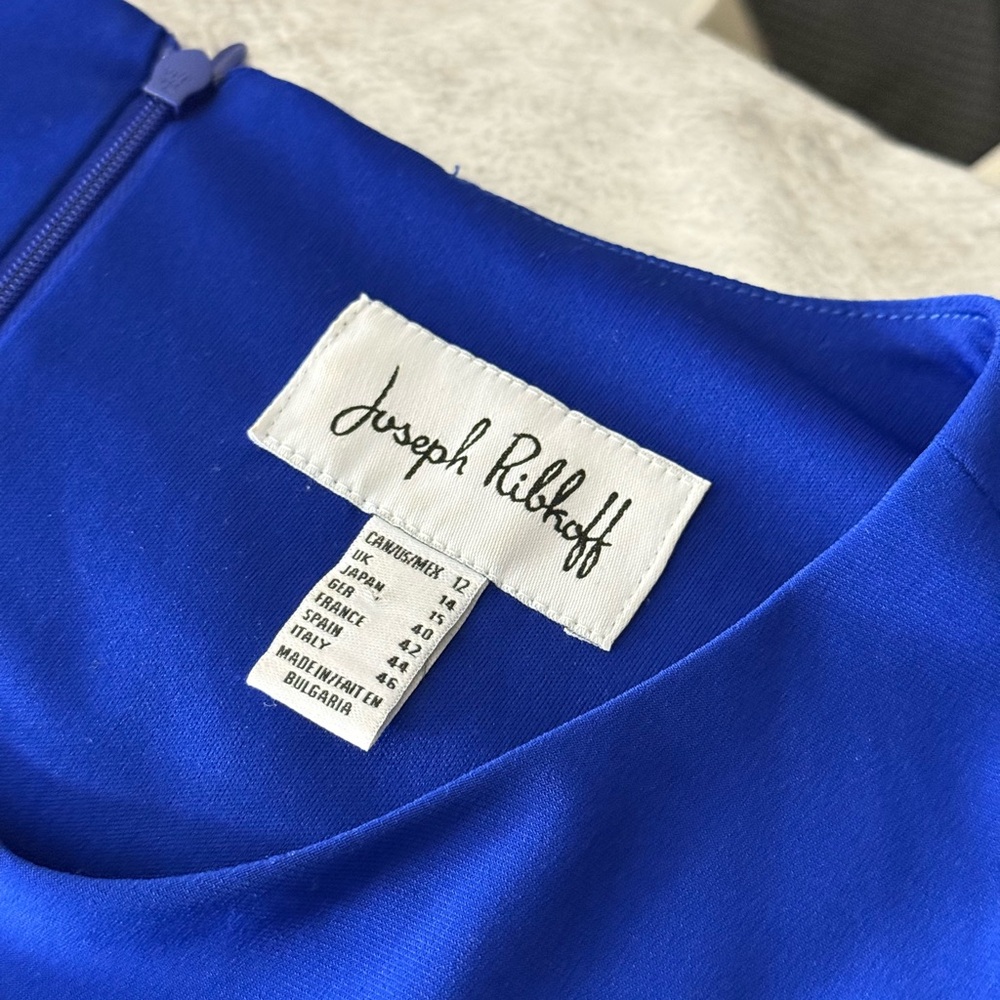 Joseph Ribkoff Cobalt Scallop Sleeve Sheath Dress Career Cocktail 12 - Picture 6 of 7